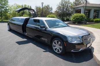 YC Limo Chrysler 300 Silver and Black Limo with Gull Wing Doors